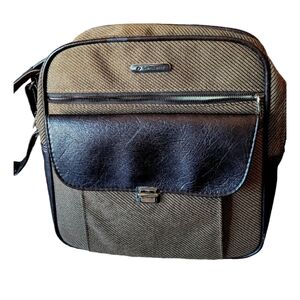 Samsonite Vintage Rare Brown Faux Leather Fabric Travel Shoulder Bag Carry